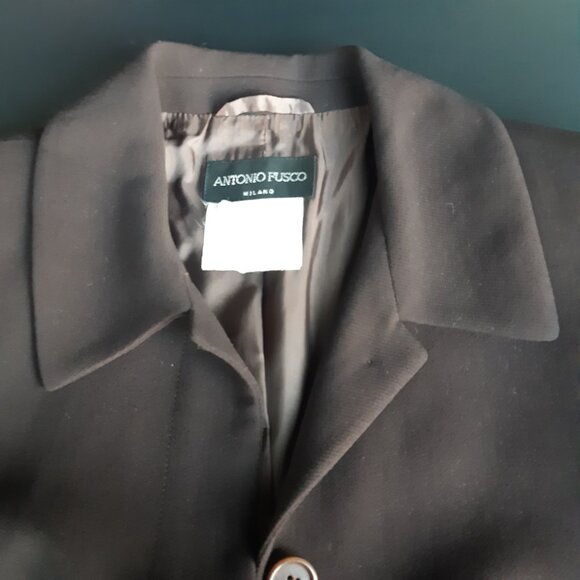 Antonio Fusco Milano Vintage SZ 4 - 2 Piece Pant Suit Chocolate Brown 100% Wool - Picture 5 of 16